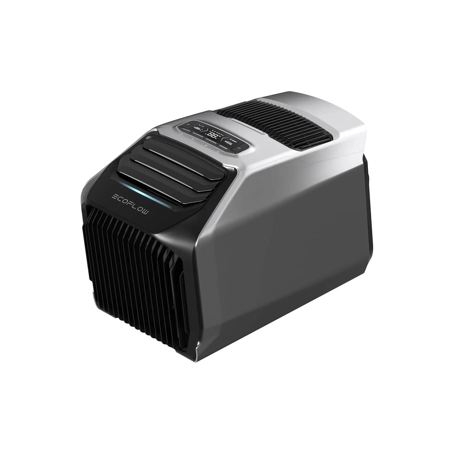 EcoFlow WAVE 2 air conditioner and heater paired with DELTA 2 power station, delivering efficient cooling and heating for spaces up to 500 sq. ft.