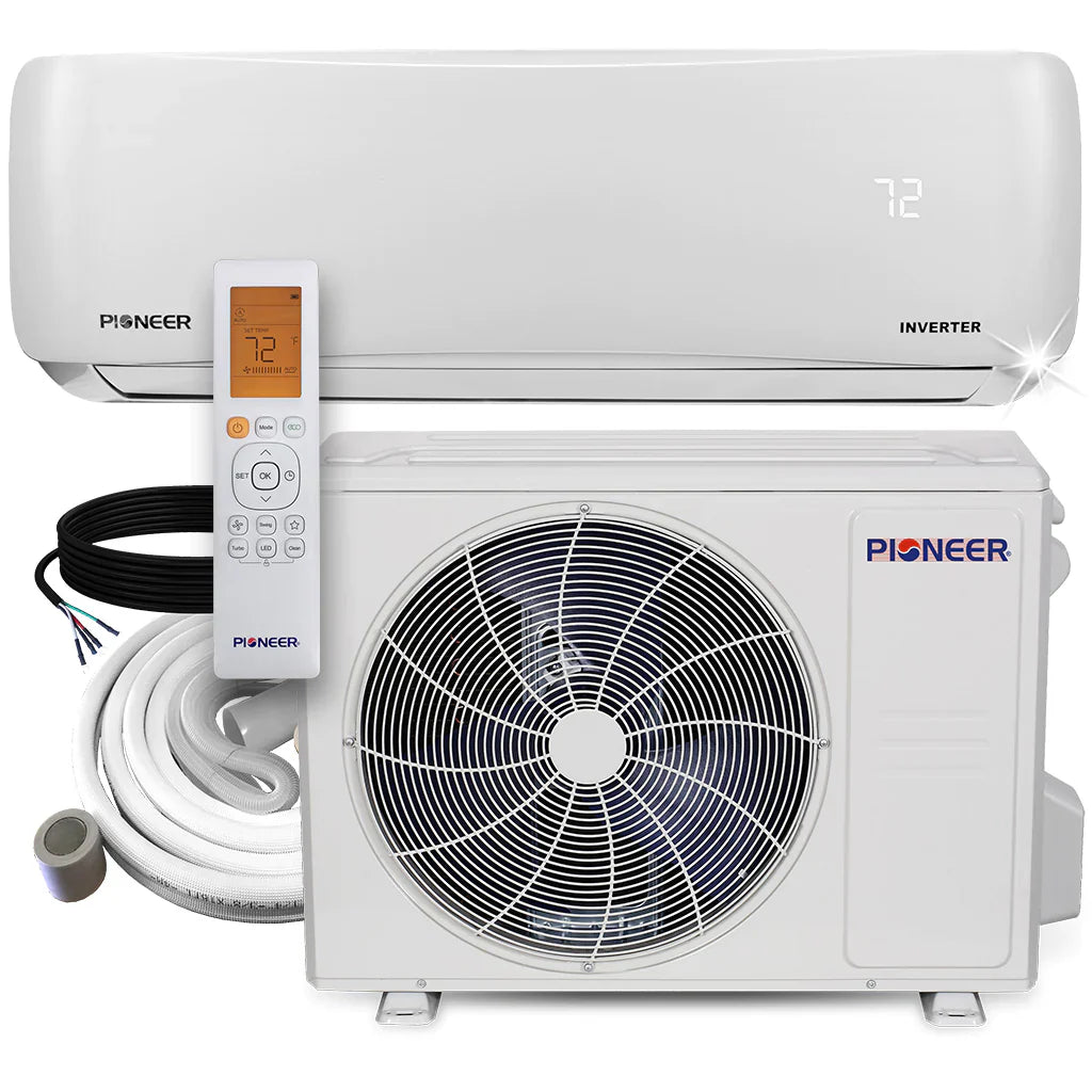 Pioneer | 18,000 BTU 19 SEER2 Ductless Mini-Split Inverter+ Air Conditioner Heat Pump System Full Set 230V Pioneer - Mini-Split, Inverter, AC, and Heat Pump Pioneer 16 Ft (Standard)